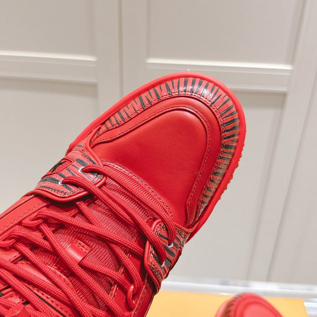 LV TRAINER MAXI LV X PARK SEO-BO IN RUBY RED CALFSKIN