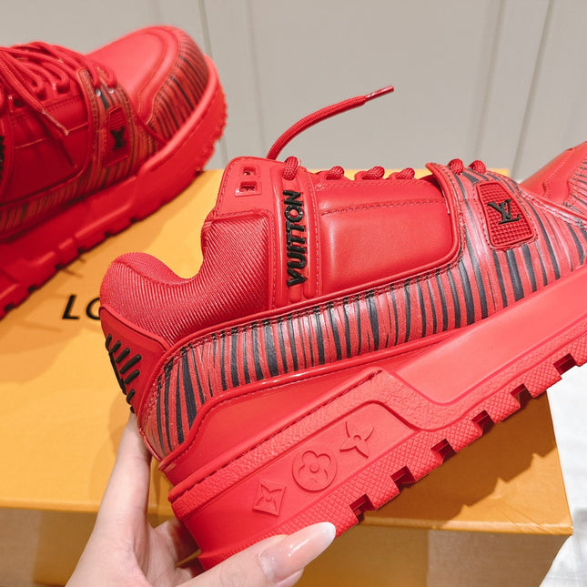 LV TRAINER MAXI LV X PARK SEO-BO IN RUBY RED CALFSKIN