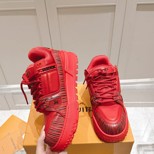 LV TRAINER MAXI LV X PARK SEO-BO IN RUBY RED CALFSKIN