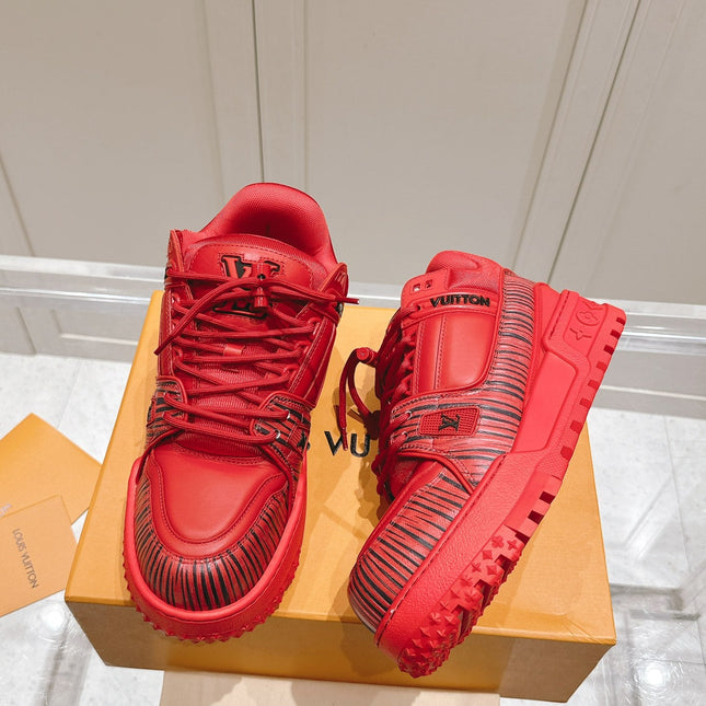 LV TRAINER MAXI LV X PARK SEO-BO IN RUBY RED CALFSKIN