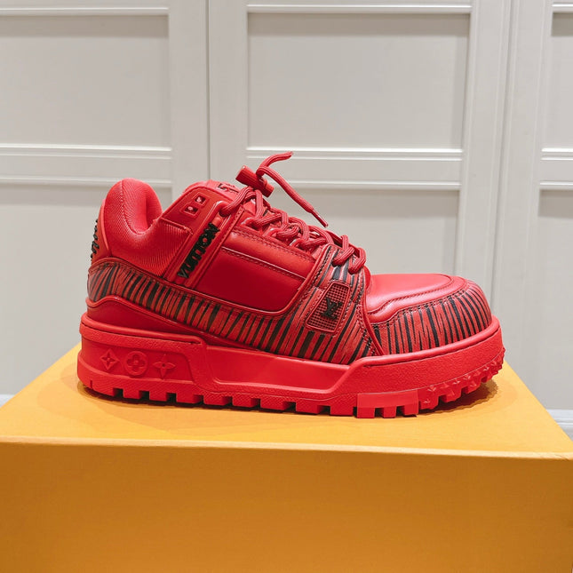 LV TRAINER MAXI LV X PARK SEO-BO IN RUBY RED CALFSKIN