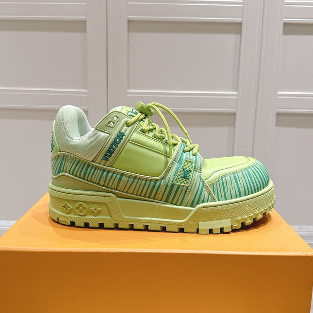 LV TRAINER MAXI LV X PARK SEO-BO IN PEAR GREEN CALFSKIN