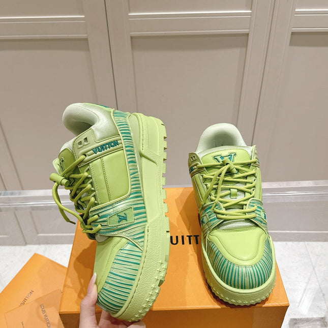 LV TRAINER MAXI LV X PARK SEO-BO IN PEAR GREEN CALFSKIN