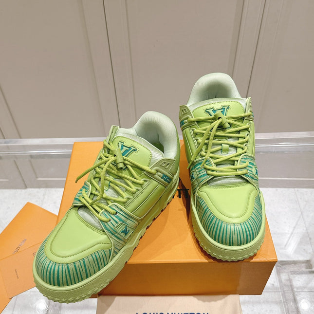 LV TRAINER MAXI LV X PARK SEO-BO IN PEAR GREEN CALFSKIN
