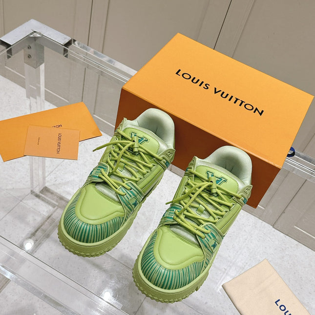 LV TRAINER MAXI LV X PARK SEO-BO IN PEAR GREEN CALFSKIN