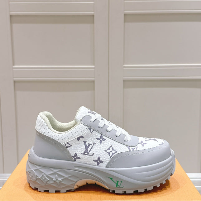 RUN AWAY SNEAKER IN DOVE GRAY MIX WHITE CALFSKIN