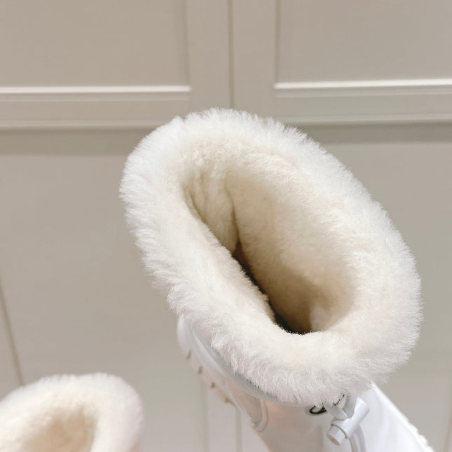 RUBY FLAT ANKLE BOOT IN WHITE CALFSKIN AND MONOGRAM NYLON