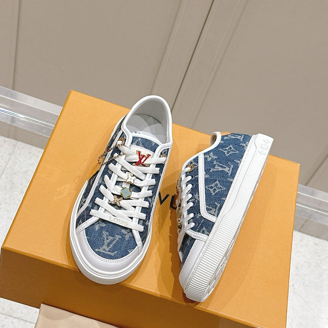 LV LAGOON SNEAKER IN DENIM BLUE MONOGRAM WITH BUCKLE