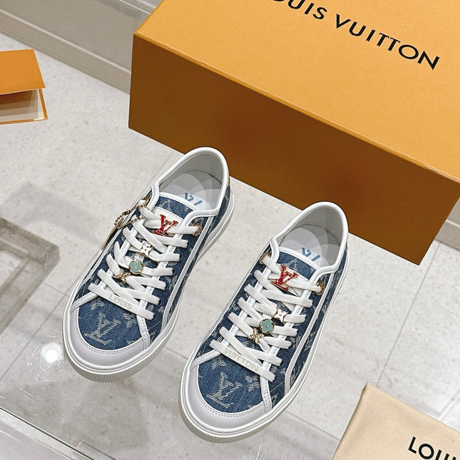 LV LAGOON SNEAKER IN DENIM BLUE MONOGRAM WITH BUCKLE