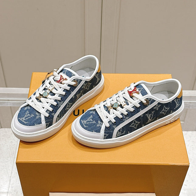 LV LAGOON SNEAKER IN DENIM BLUE MONOGRAM WITH BUCKLE