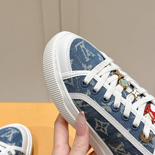 LV LAGOON SNEAKER IN DENIM BLUE MONOGRAM WITH BUCKLE