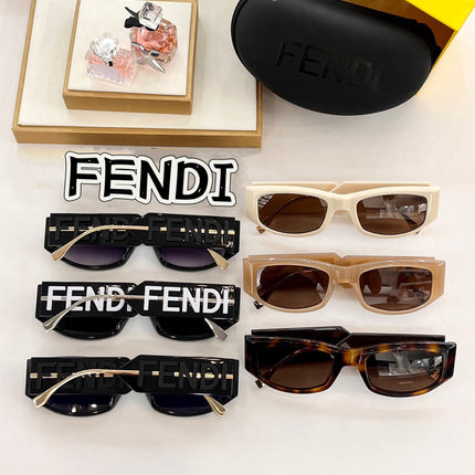 EMBOSSED LOGO ROMA RECTANGULAR FRAME SUNGLASSES FE40108U IN ACETATE