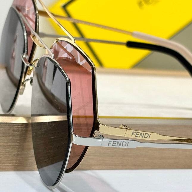 OBLIQUE MASK SKY ROUND FRAME SUNGLASSES FF0329 IN METAL