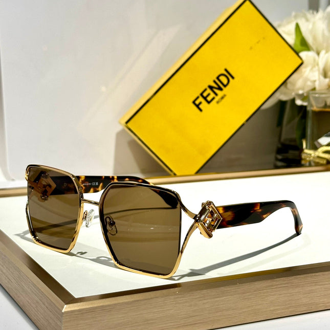 OVERSIZED FF DIAMONDS SQUARE FRAME SUNGLASSES FE40151U IN METAL