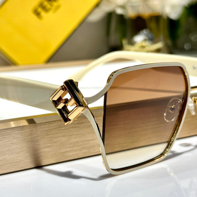 OVERSIZED FF DIAMONDS SQUARE FRAME SUNGLASSES FE40151U IN METAL