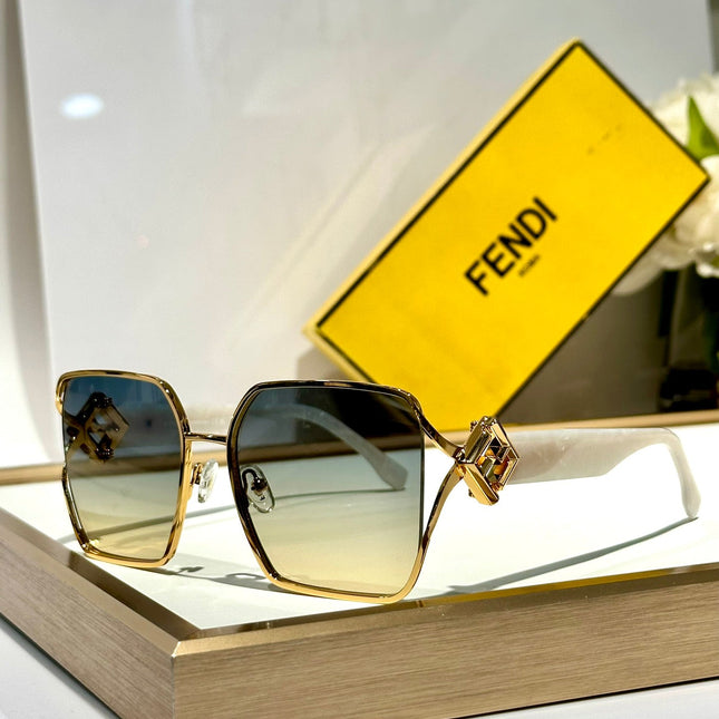 OVERSIZED FF DIAMONDS SQUARE FRAME SUNGLASSES FE40151U IN METAL