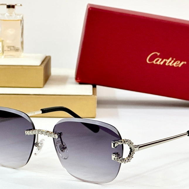 CRYSTAL STUDDED RIMLESS SQUARE FRAME SUNGLASSES CT0604S IN METAL