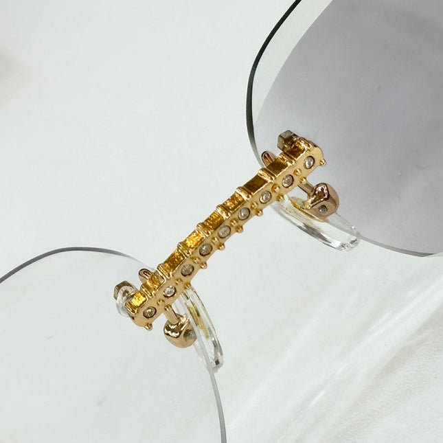 CRYSTAL STUDDED RIMLESS SQUARE FRAME SUNGLASSES CT0603S IN METAL PHOTOCHROMIC LENSES