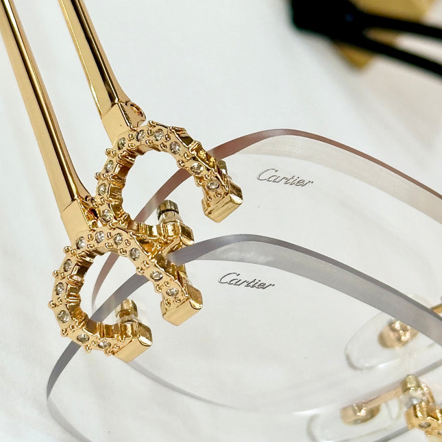 CRYSTAL STUDDED RIMLESS SQUARE FRAME SUNGLASSES CT0603S IN METAL PHOTOCHROMIC LENSES