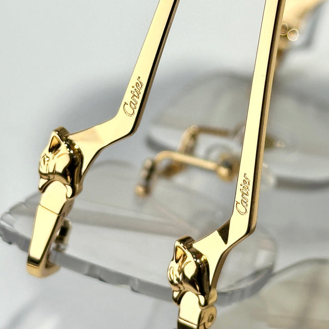 PANTHÈRE PHOTOCHROMIC LENSES RIMLESS SQUARE FRAME SUNGLASSES 580910 IN METAL