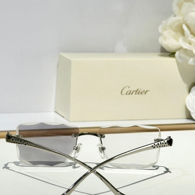 PANTHÈRE PHOTOCHROMIC LENSES RIMLESS SQUARE FRAME SUNGLASSES 580911 IN METAL