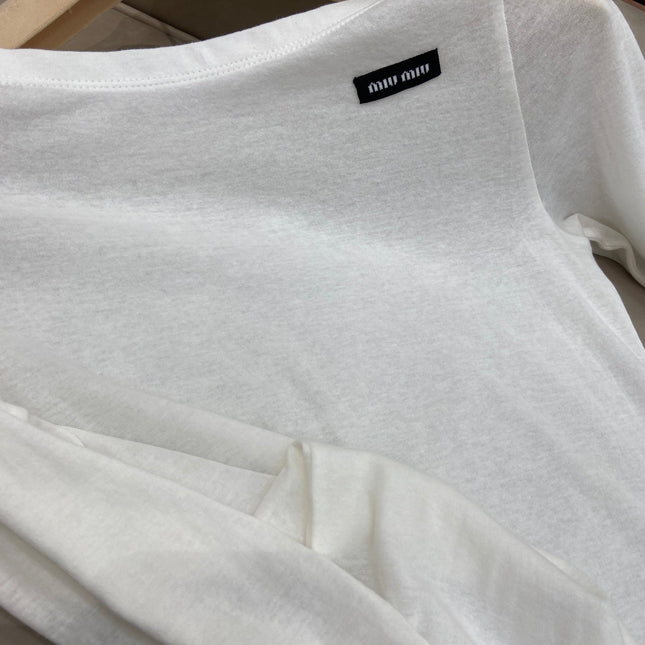 OFF SHOULDER LOGO T SHIRT 25S IN KATUN 266105