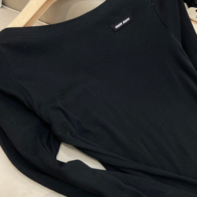 OFF SHOULDER LOGO T SHIRT 25S IN KATUN 266111
