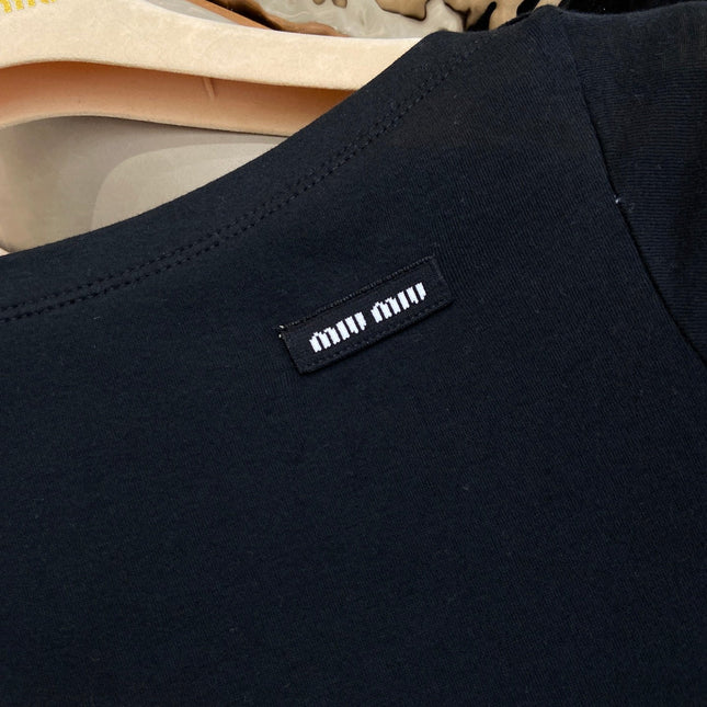 OFF SHOULDER LOGO T SHIRT 25S IN KATUN 266111