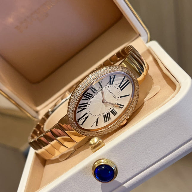 BAIGNOIRE SILVER AND GOLD CASE WATCH WITH CRYSTAL