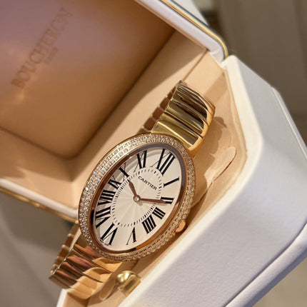 BAIGNOIRE SILVER AND GOLD CASE WATCH WITH CRYSTAL