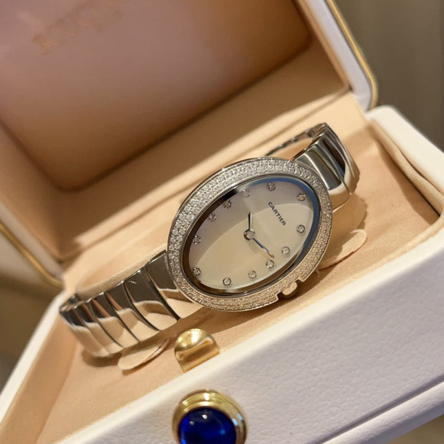 BAIGNOIRE SILVER AND GOLD CASE WATCH WITH CRYSTAL