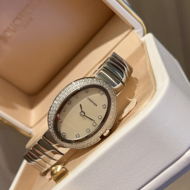 BAIGNOIRE SILVER AND GOLD CASE WATCH WITH CRYSTAL