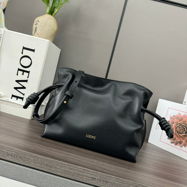LOE 23 MINI FLAMENCO PURSE BAG IN BLACK NAPPA LAMBSKIN