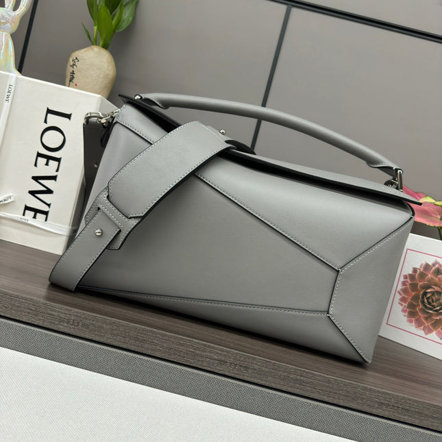 LOE PUZZLE LARGE 36 BAG IN GRAY CALFSKIN