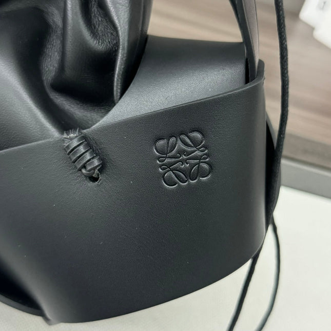 LOE INTERLACED HOBO 38 BAG IN BLACK CALFSKIN