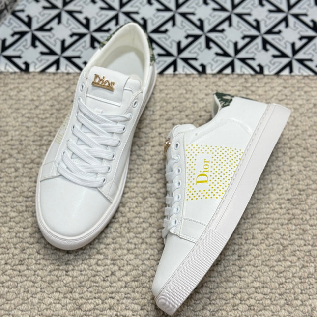 CD LOW TOP BASIC SNEAKER WHITE AND YELLOW CALFSKIN