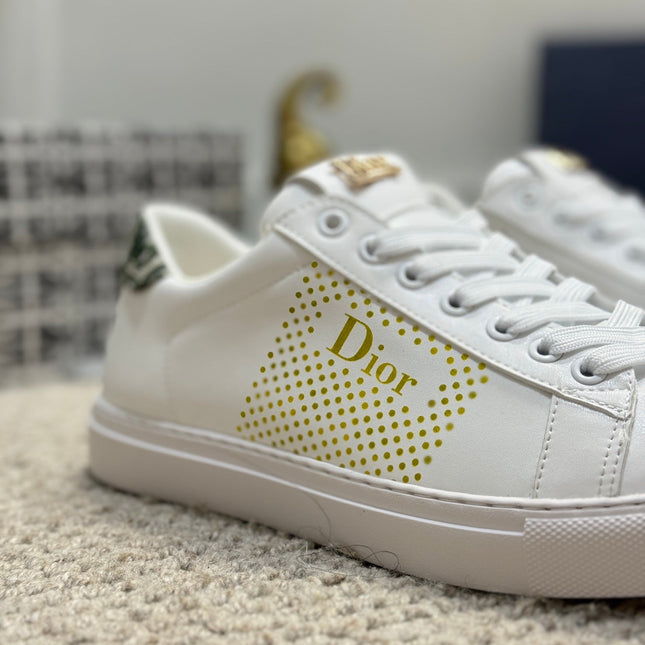 CD LOW TOP BASIC SNEAKER WHITE AND YELLOW CALFSKIN