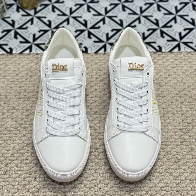 CD LOW TOP BASIC SNEAKER WHITE AND YELLOW CALFSKIN