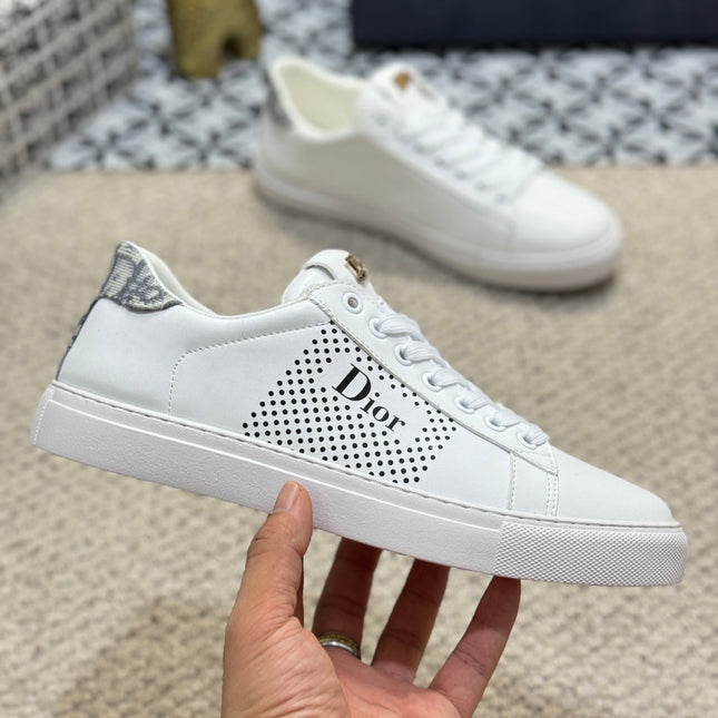 CD LOW TOP BASIC SNEAKER WHITE AND BLACK CALFSKIN