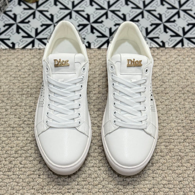CD LOW TOP BASIC SNEAKER WHITE AND BLACK CALFSKIN