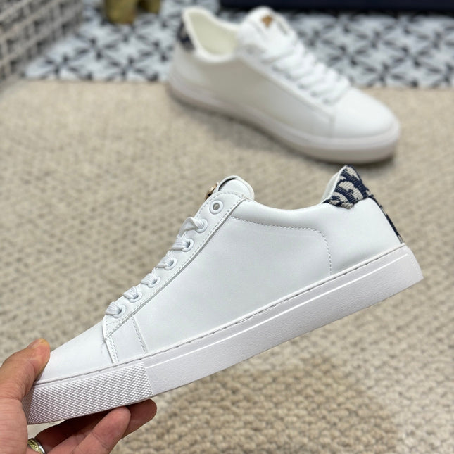 CD LOW TOP BASIC SNEAKER WHITE AND COBALT CALFSKIN