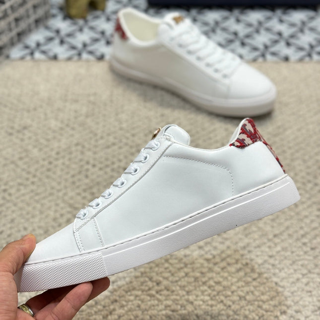 CD LOW TOP BASIC SNEAKER WHITE AND RED CALFSKIN