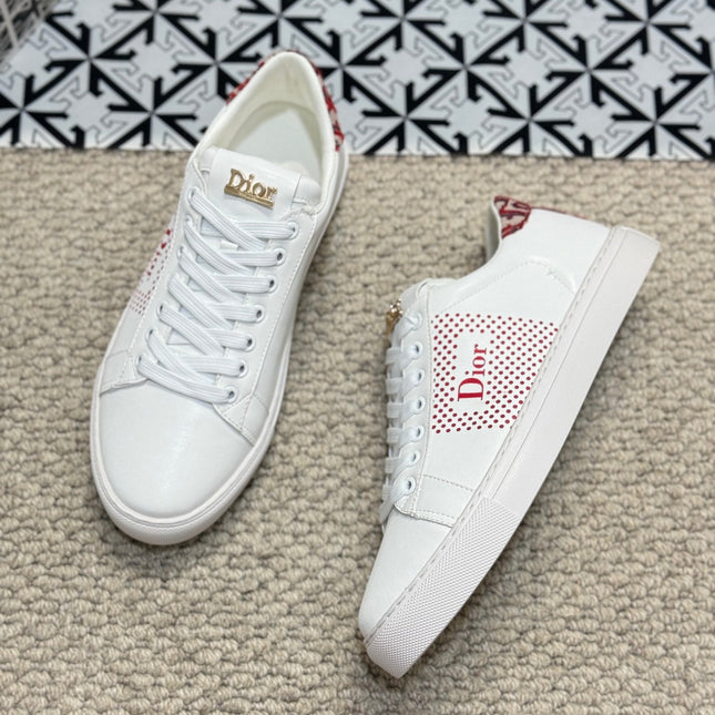 CD LOW TOP BASIC SNEAKER WHITE AND RED CALFSKIN