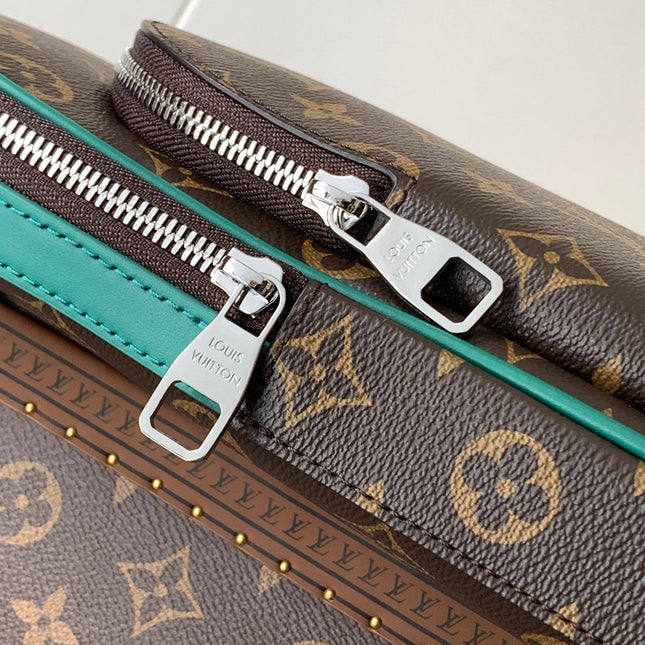 AVENUE SLINGBAG 31 IN BROWN MIX GREEN DAMIER GRAPHITE CANVAS