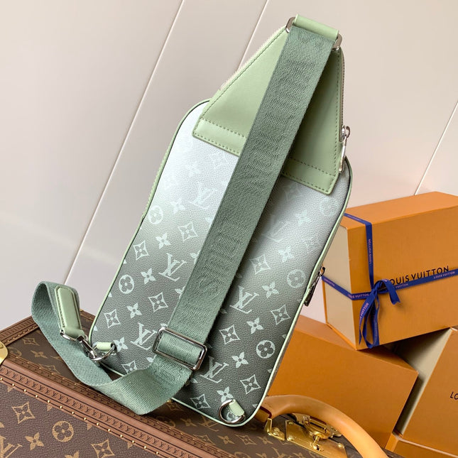 AVENUE SLINGBAG 31 IN WHITE AND BLACK OMBRE MONOGRAM CANVAS