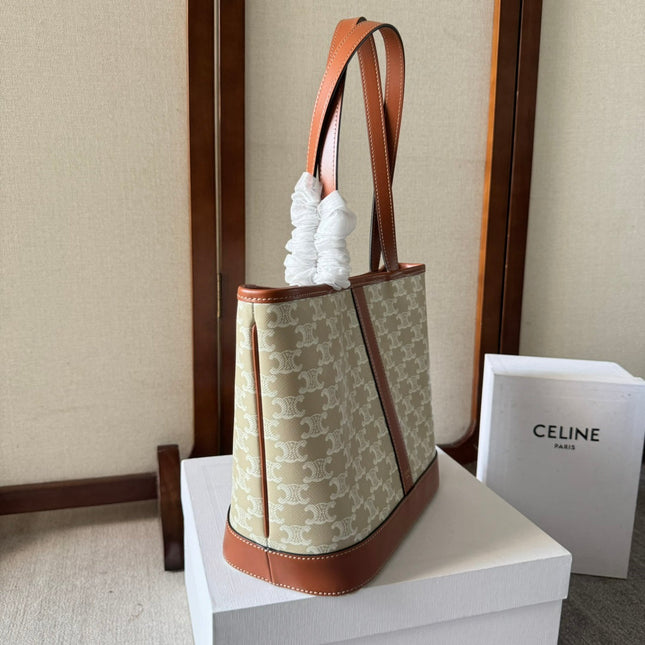 TRIOMPHE CANVAS 26.5 IN PRINTED CALFSKIN BROWN WHITE