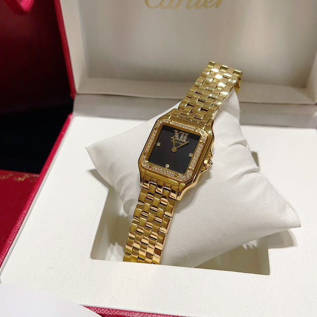 PANTHÈRE SMALL MODEL DE CARTIER WATCH GOLD CASE WITH CRYSTALS