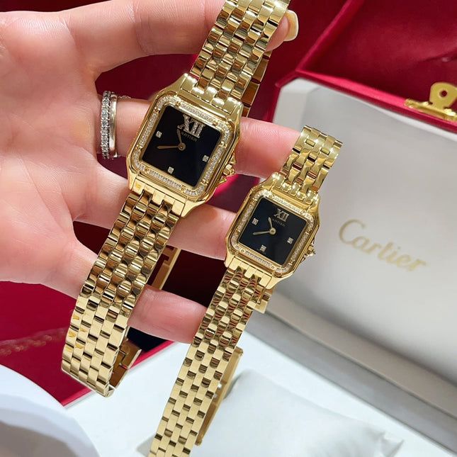PANTHÈRE SMALL MODEL DE CARTIER WATCH GOLD CASE WITH CRYSTALS