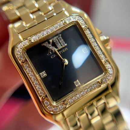 PANTHÈRE SMALL MODEL DE CARTIER WATCH GOLD CASE WITH CRYSTALS