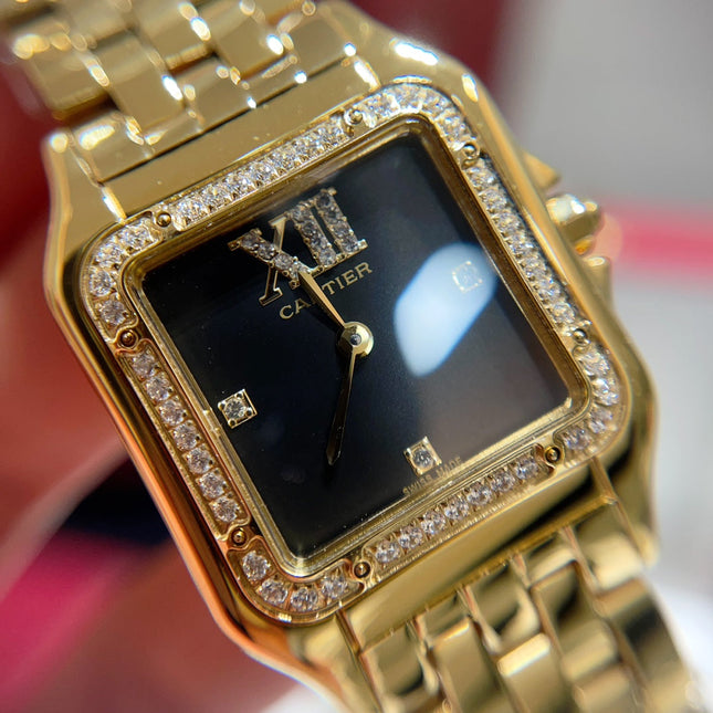 PANTHÈRE SMALL MODEL DE CARTIER WATCH GOLD CASE WITH CRYSTALS